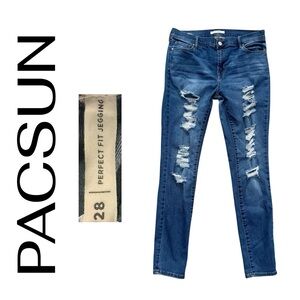 Perfect Fit Jeggings denim Jeans Ripped distressed 28 PacSun Edgy Grunge Street